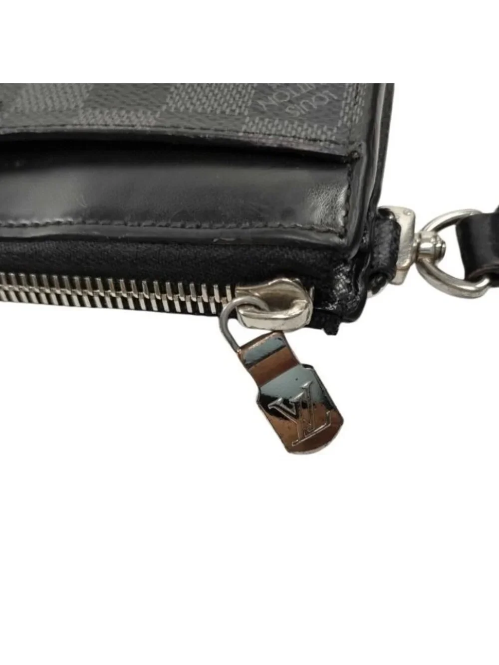 Louis Vuitton Wallet Damier Graphite Zippy Dragonne Black Leather L-shaped